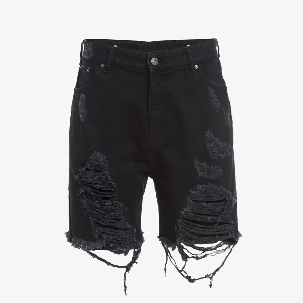 NWT SER.O.YA Jack Midnight Black Distressed Vintage cutoff Denim Shorts